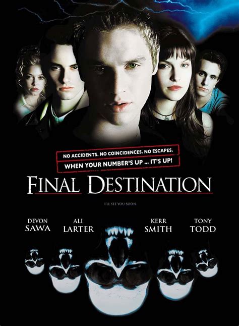 Final destination movies - 1Films. 2Print publications. 3Movie Plots. 3.1Final Destination. 3.2Final Destination 2. 3.3Final Destination 3. 3.4The Final Destination. 3.5Final Destination 5. 4Novel …